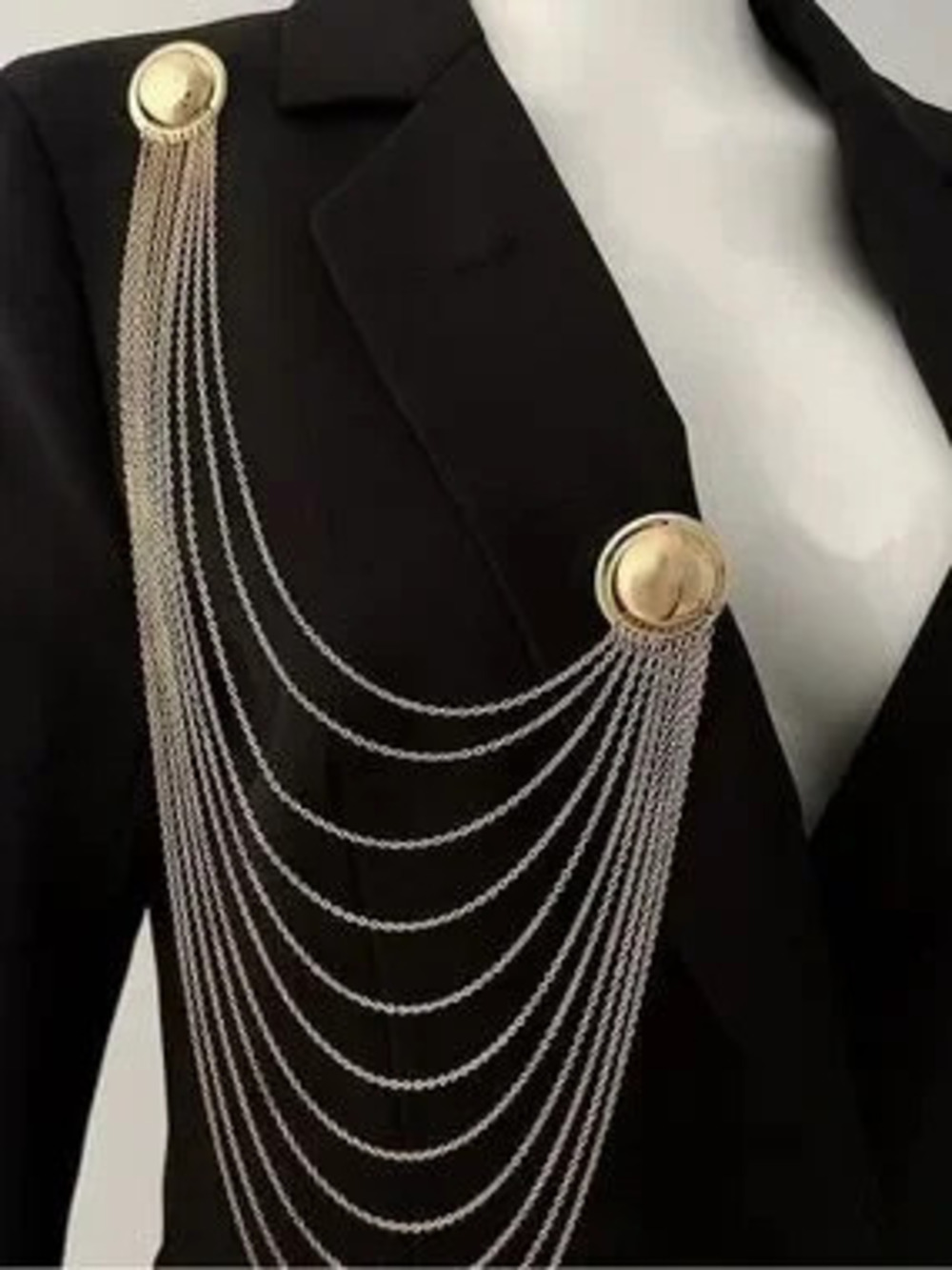Gold Layered Chain Brooch for Blazers